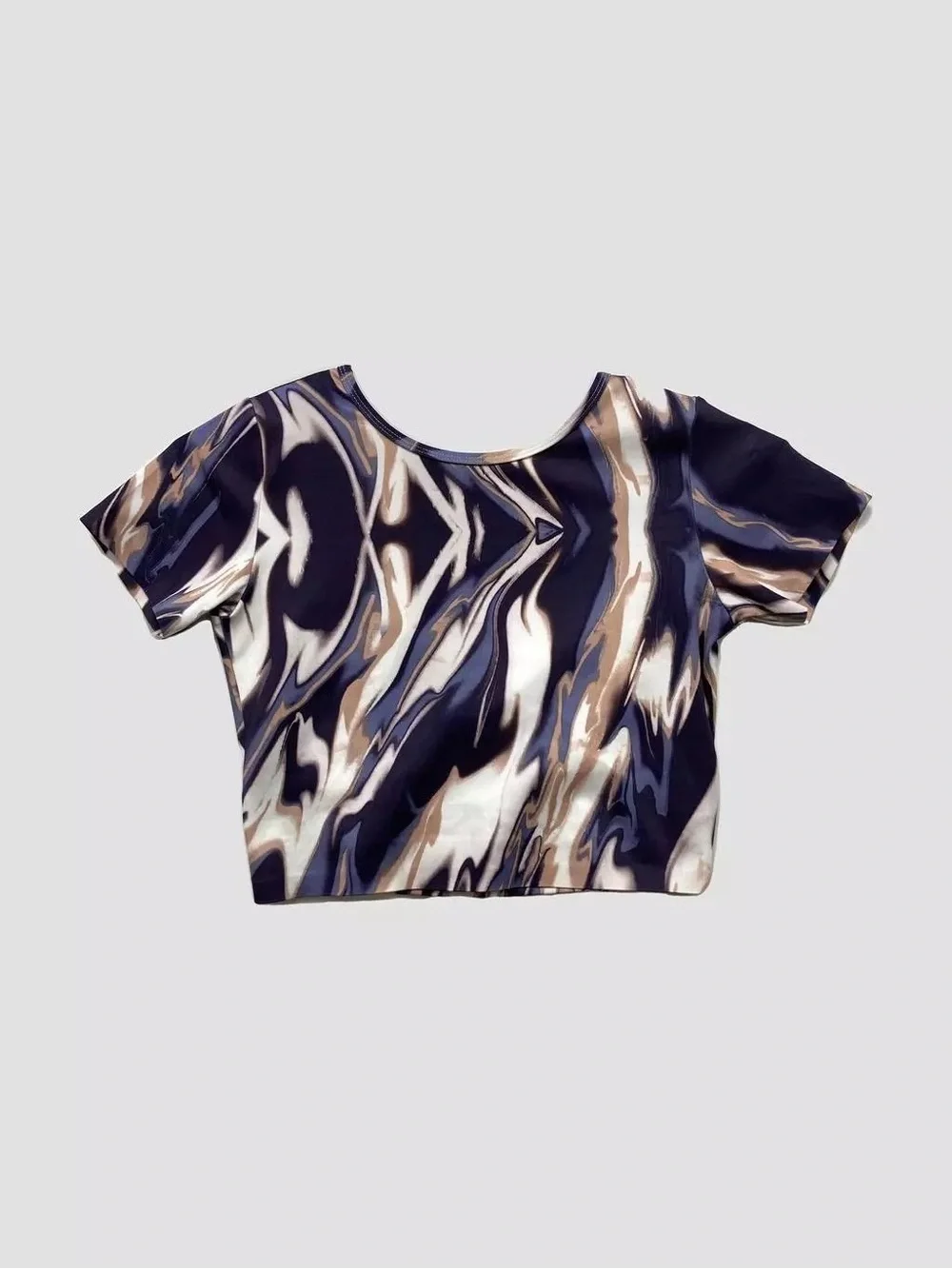 Old Navy Marble-Print Short Sleeve Tee in Navy, Cream, Tan